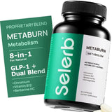 Selerb Metaburn Metabolism - 8-in-1 Natural GLP-1 Support | Berberine, Chromium, B12 & Ashwagandha | 60 Capsules | Lab Tested | Organic Wellness Hub