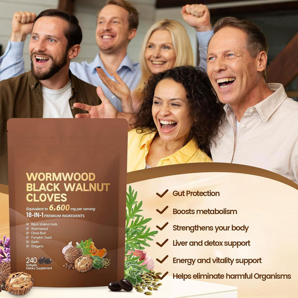Wormwood Black Walnut Cloves 18-in-1 Softgels - 6,600mg 240 Count Parasite Cleanse | Organic Wellness Hub