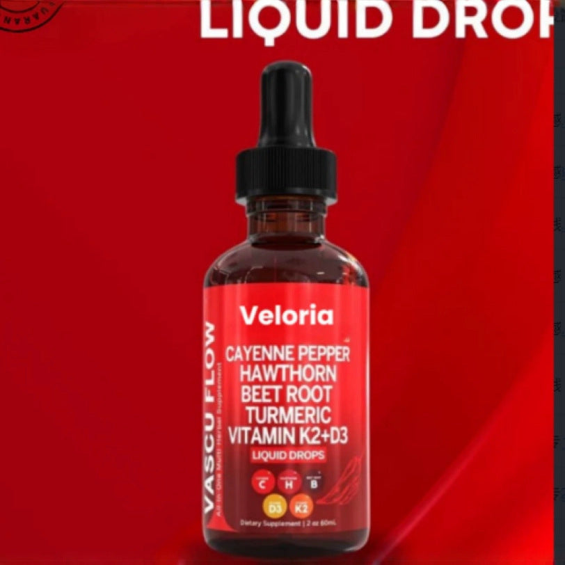 Vascu Flow Liquid Drops with Cayenne Pepper, Hawthorn, Beet Root, Turmeric & Vitamin K2+D3 | Cardiovascular Wellness Support | Organic Wellness Hub