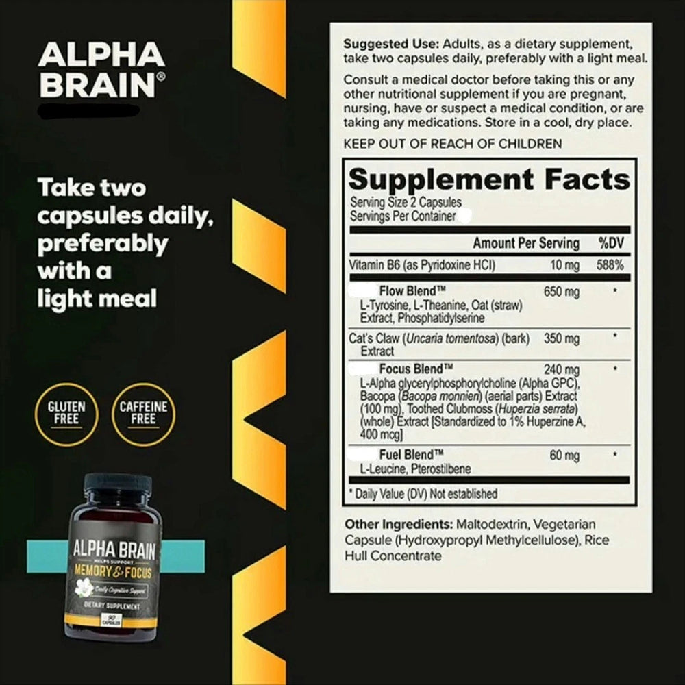 Onnit Alpha Brain 3-Pack (180 Capsules) – Memory & Focus Nootropic | Lab Tested