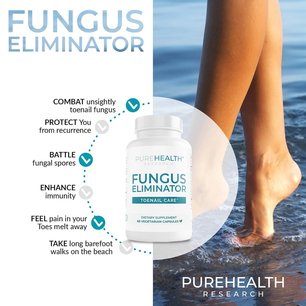 PureHealth Research Fungus Eliminator Toenail Care - 60 Vegetarian Capsules | Natural Nail & Foot Wellness Support | Organic Wellness Hub