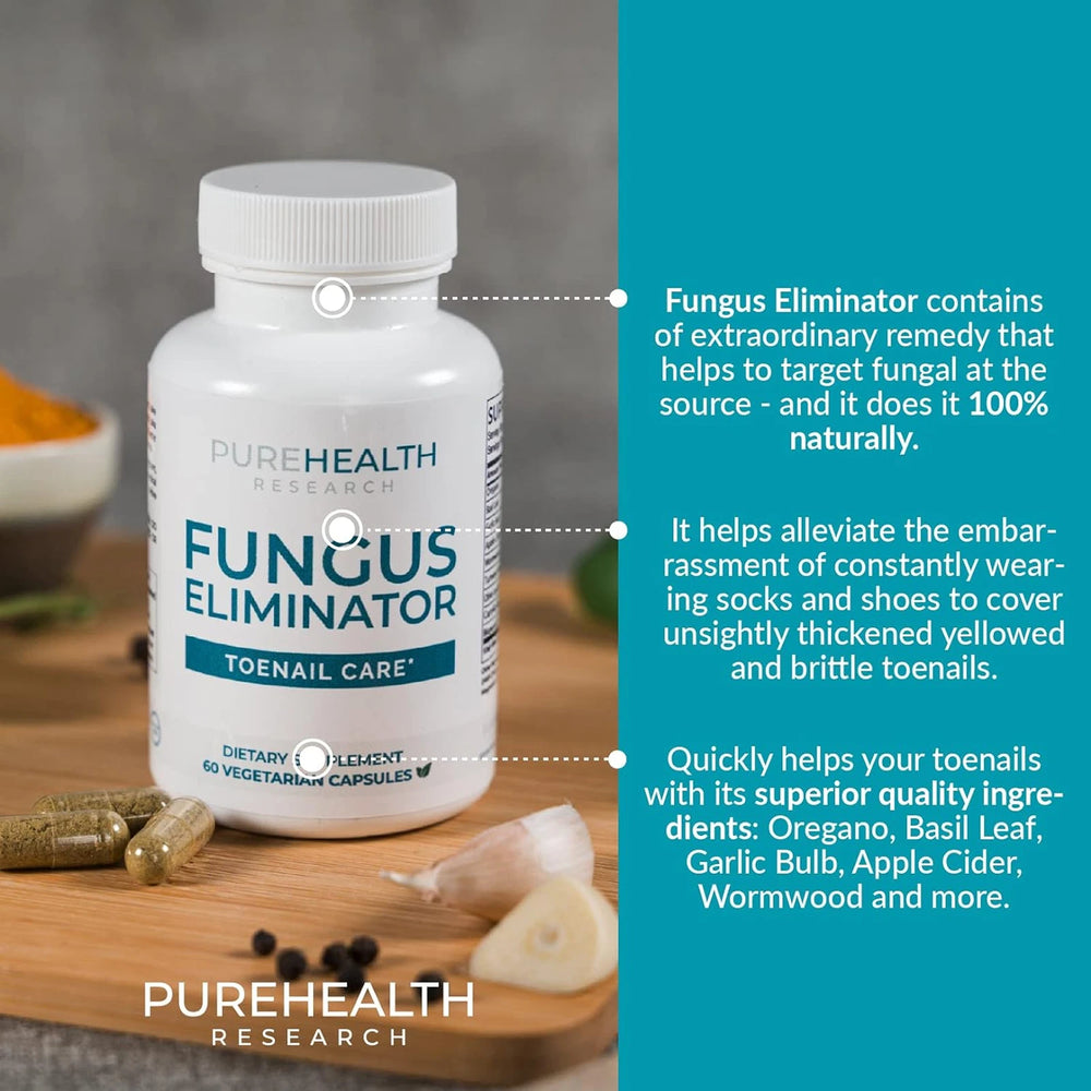 PureHealth Research Fungus Eliminator Toenail Care - 60 Vegetarian Capsules | Natural Nail & Foot Wellness Support | Organic Wellness Hub